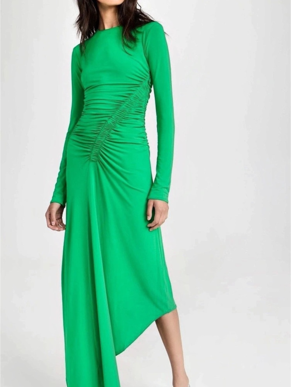 A.L.C. Adeline Dress Ruched Maxi in Green Size Small